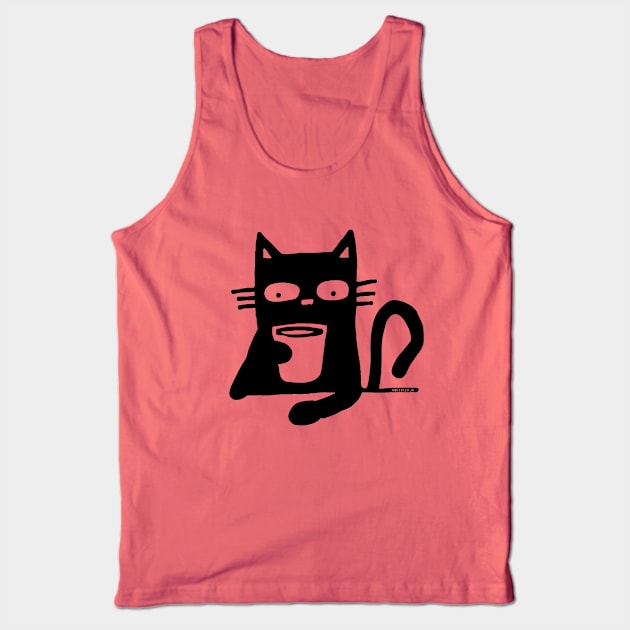 Black cat and coffee Tank Top by Pickledjo